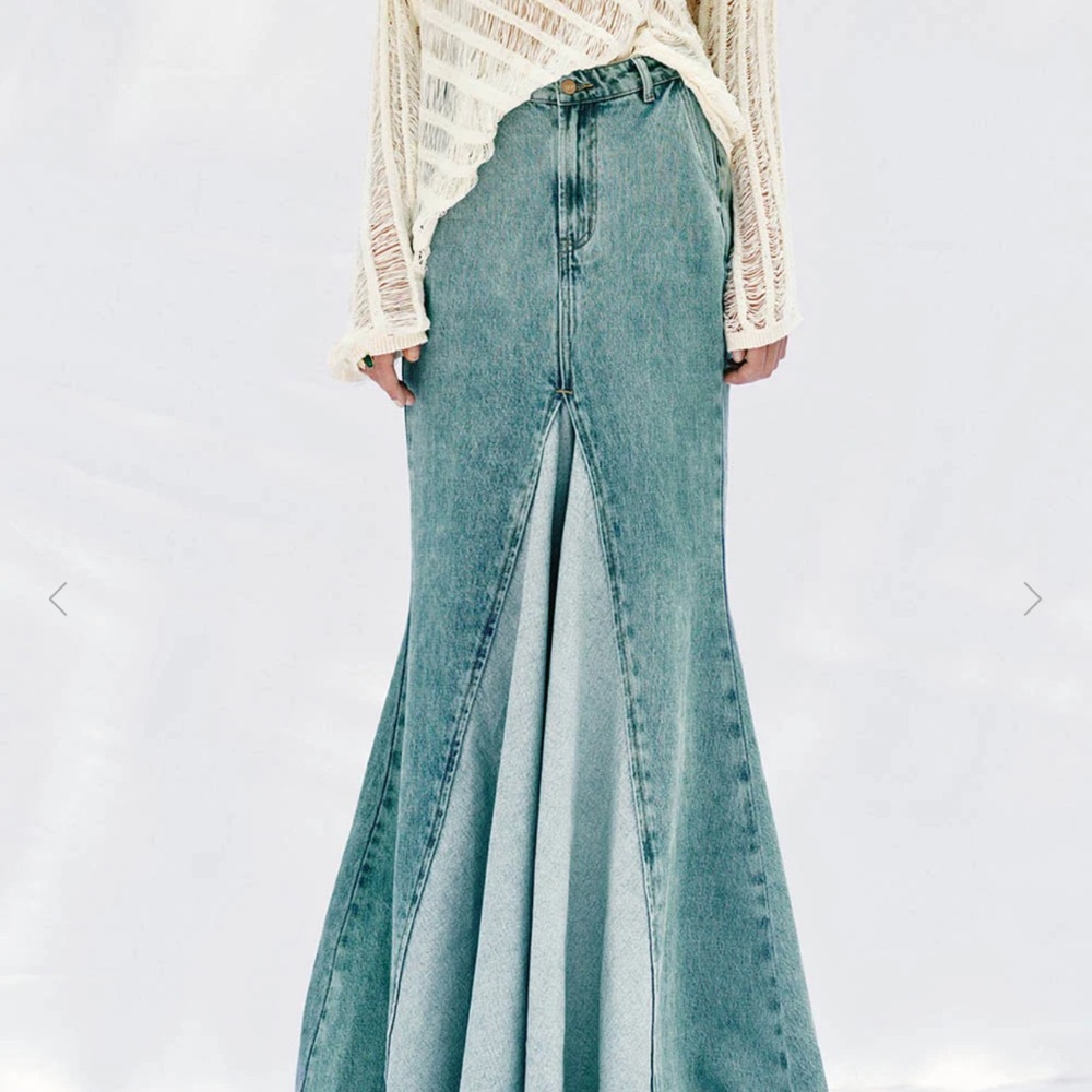 URBAN REVIVO Women's Blue Denim MERMAID SKIRT